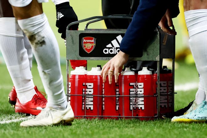 Prime Energy drink seen in Arsenal dugout