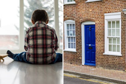 child and front door