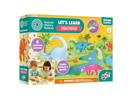 Yellow box containing children's dinosaur games